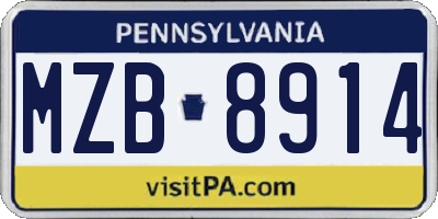 PA license plate MZB8914