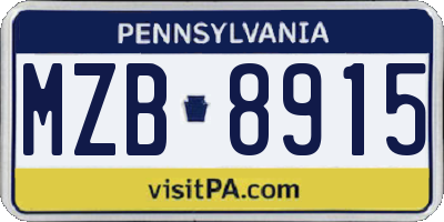 PA license plate MZB8915