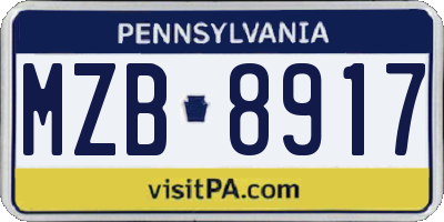 PA license plate MZB8917