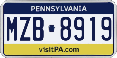 PA license plate MZB8919