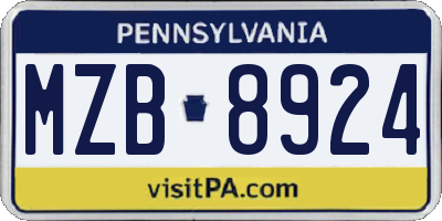 PA license plate MZB8924