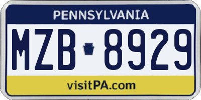 PA license plate MZB8929