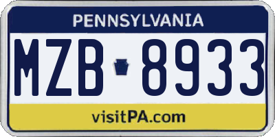 PA license plate MZB8933