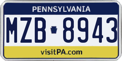 PA license plate MZB8943