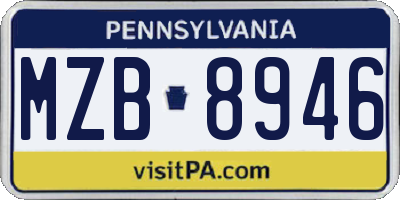 PA license plate MZB8946