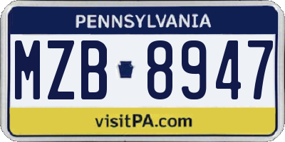 PA license plate MZB8947