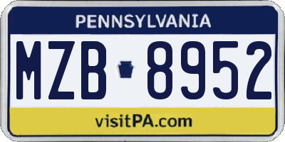 PA license plate MZB8952