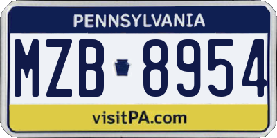 PA license plate MZB8954