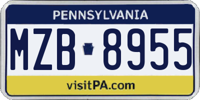 PA license plate MZB8955