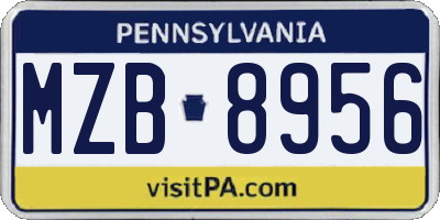 PA license plate MZB8956
