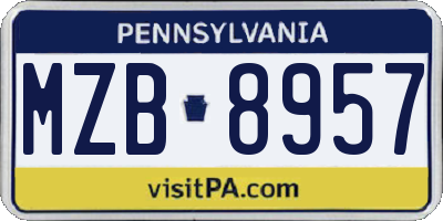 PA license plate MZB8957