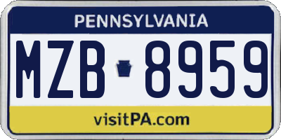 PA license plate MZB8959