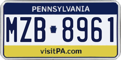 PA license plate MZB8961