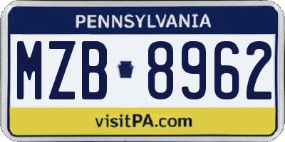 PA license plate MZB8962