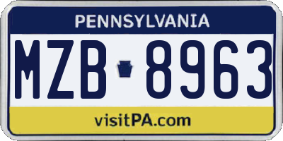 PA license plate MZB8963