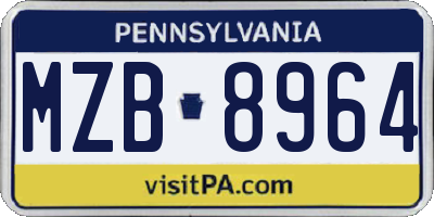 PA license plate MZB8964