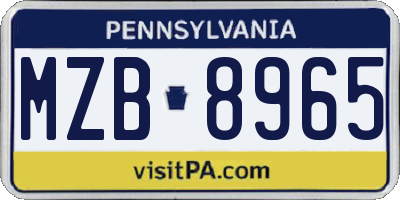 PA license plate MZB8965