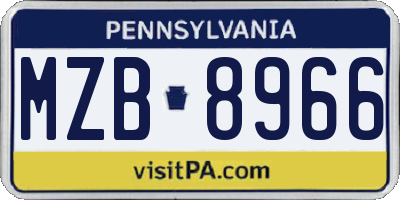 PA license plate MZB8966