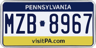 PA license plate MZB8967