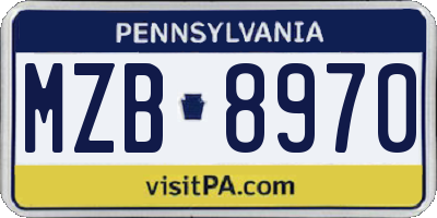 PA license plate MZB8970