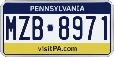 PA license plate MZB8971