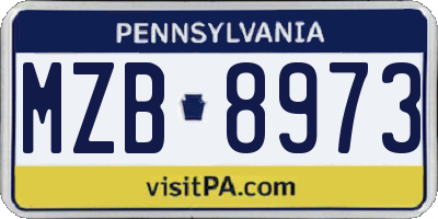 PA license plate MZB8973