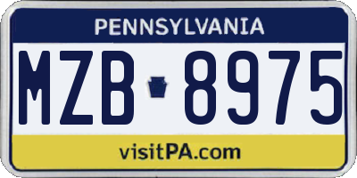 PA license plate MZB8975