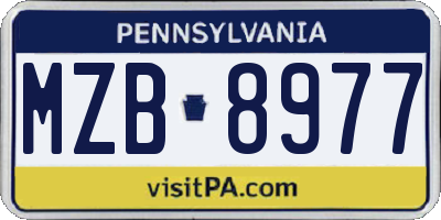 PA license plate MZB8977
