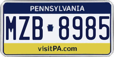 PA license plate MZB8985