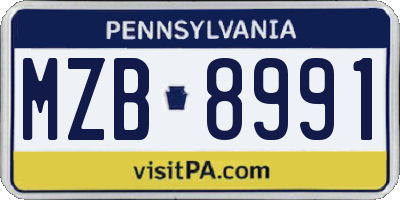 PA license plate MZB8991