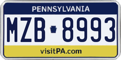 PA license plate MZB8993