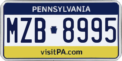 PA license plate MZB8995
