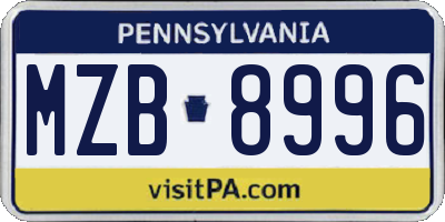 PA license plate MZB8996