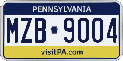 PA license plate MZB9004