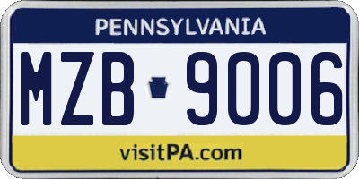 PA license plate MZB9006