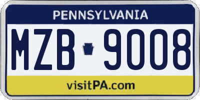 PA license plate MZB9008