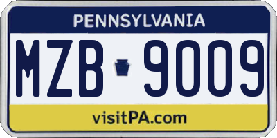 PA license plate MZB9009