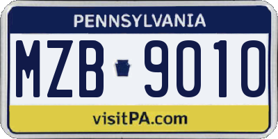 PA license plate MZB9010