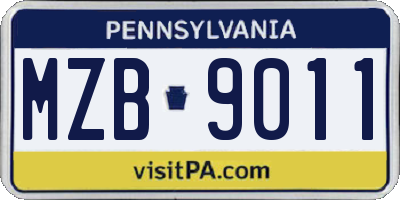 PA license plate MZB9011