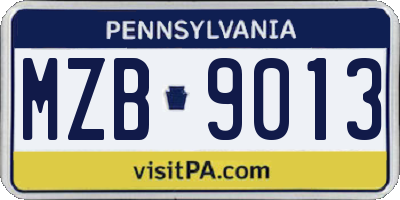 PA license plate MZB9013