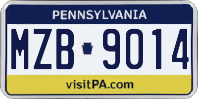 PA license plate MZB9014