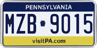 PA license plate MZB9015