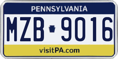 PA license plate MZB9016