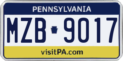 PA license plate MZB9017