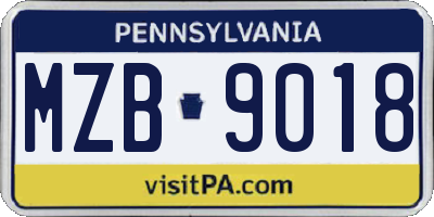 PA license plate MZB9018