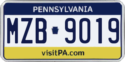 PA license plate MZB9019