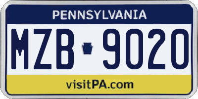 PA license plate MZB9020