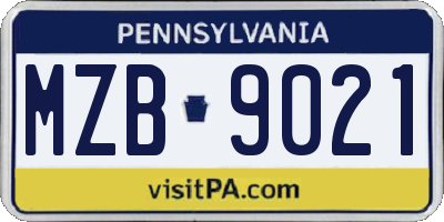 PA license plate MZB9021