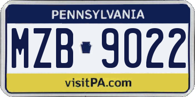 PA license plate MZB9022