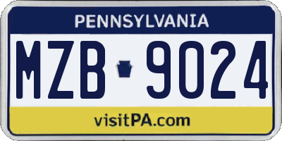 PA license plate MZB9024